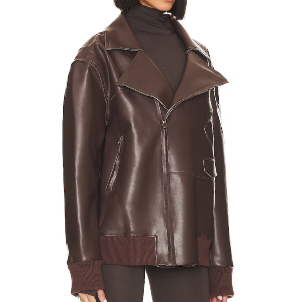 Norma Kamali Military Oversized Moto Jacket — Chocolate NWT - Picture 3 of 7